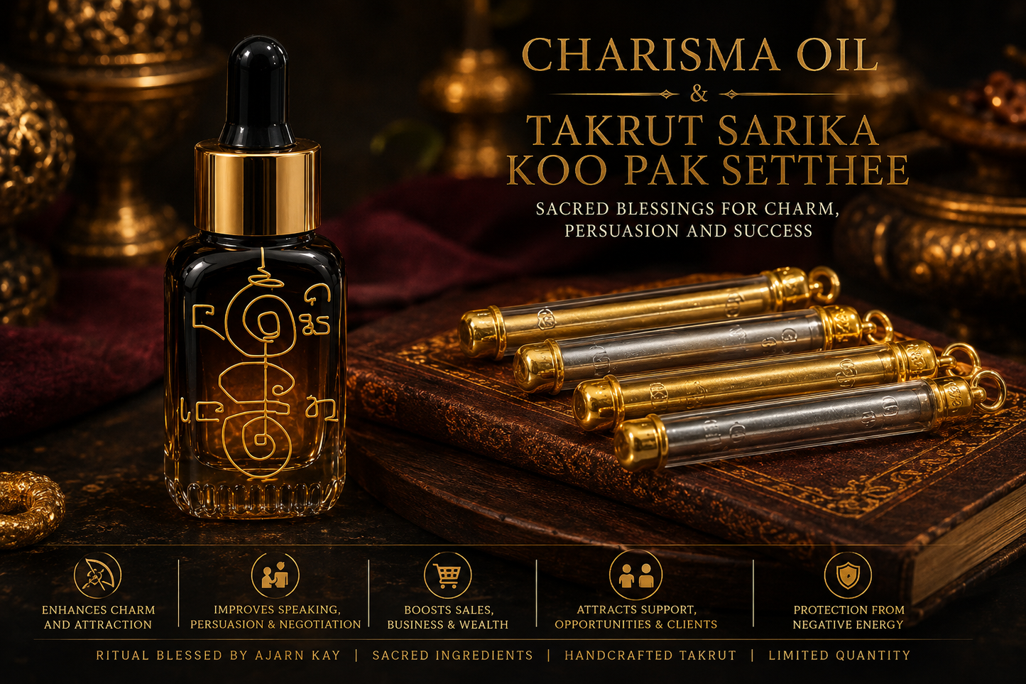 AURELIA™ Charisma Oil + Takrut Sarika Koo Pak Setthee Set