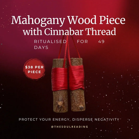 Mahogany Wood Piece With Cinnabar Thread